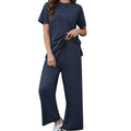 Pinspark Women's Two-Piece Set: Summer Outfit, Loose-Fitting Wide-Leg Pants, Casual Set: Perfect for the airport, the beach, and vacations; short sleeves; soft fabric; available in a variety of colors and sizes tiktokshopbacktoschool