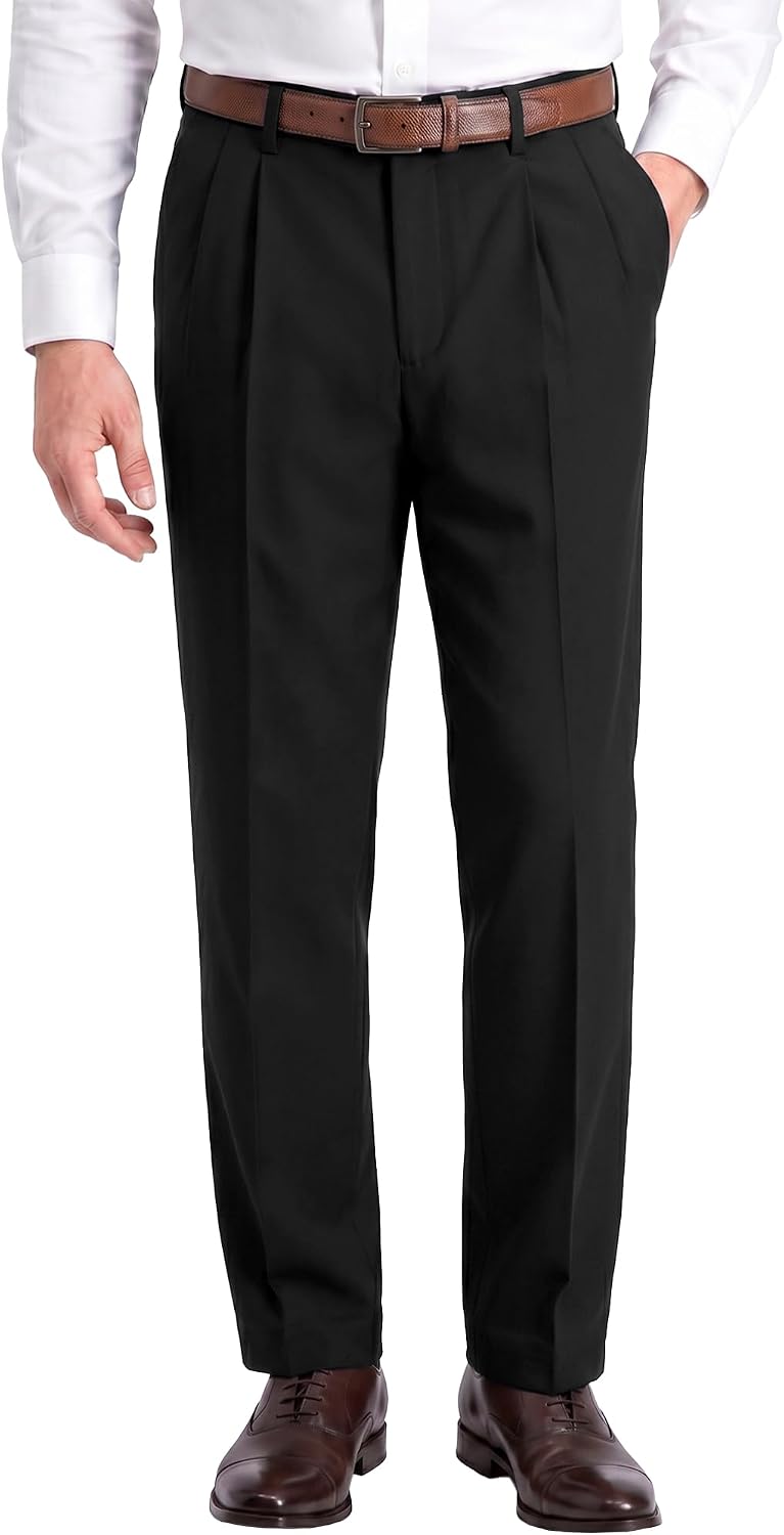Men's Classic Fit Dress Pants Pleated Wrinkle Resistant Trousers for Office Business Work