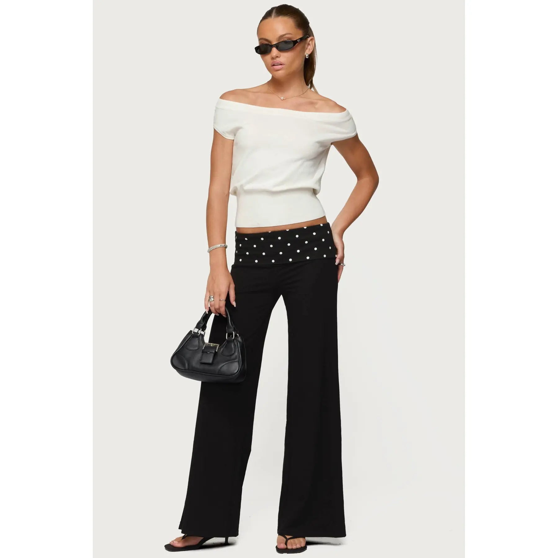 Reeva Polka Dot Foldover Pants