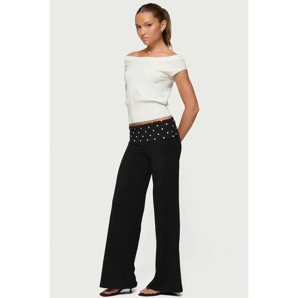 Reeva Polka Dot Foldover Pants