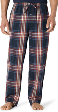 Men's Cotton Poplin Straight-Fit Pajama Pants with Pockets, Elastic Waist, Drawstring
