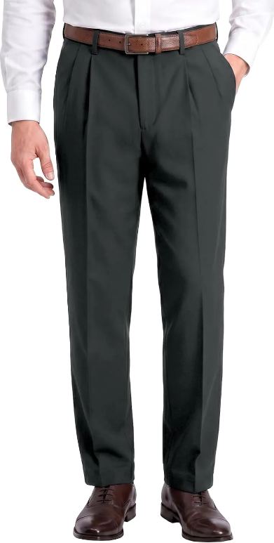 Men's Classic Fit Dress Pants Pleated Wrinkle Resistant Trousers for Office Business Work
