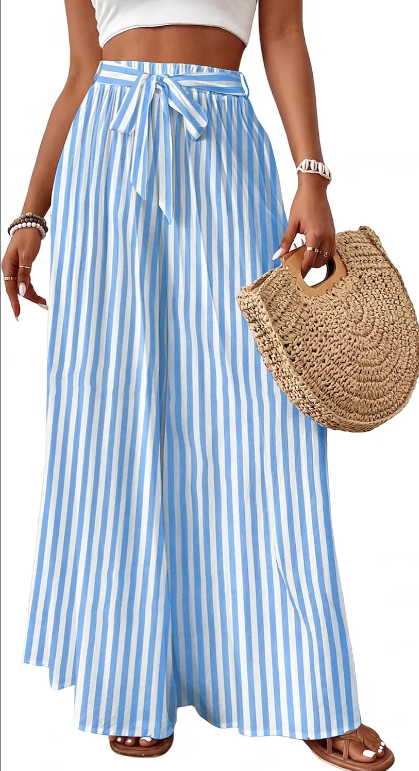 Wide Leg Pants Woman Flowy Floral Palazzo Pants for Women High Waisted Summer Casual Trousers Cruise Outfits