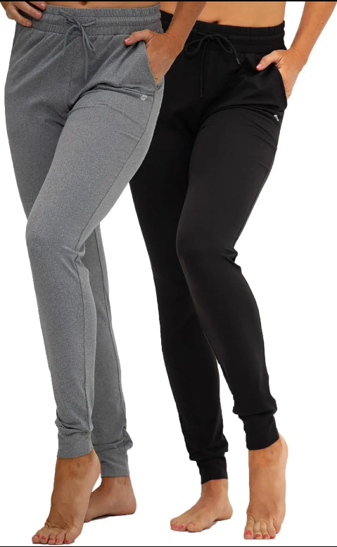 2 Pack Womens Joggers with Pockets, Drawstring Sweatpants Women for Lounging Jogging Workout and Gym