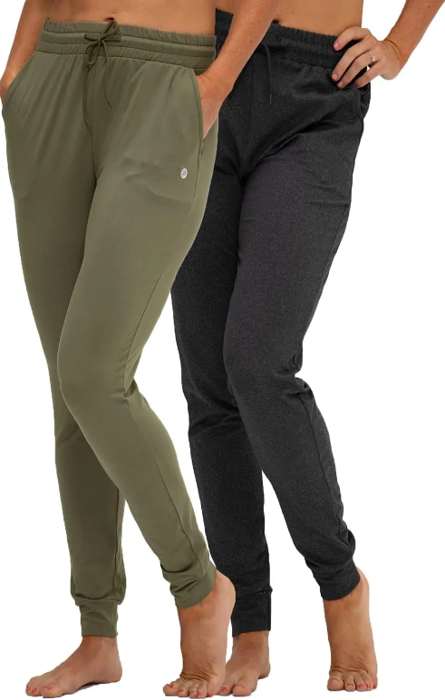 2 Pack Womens Joggers with Pockets, Drawstring Sweatpants Women for Lounging Jogging Workout and Gym
