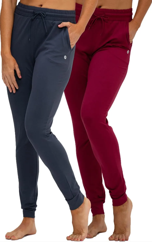 2 Pack Womens Joggers with Pockets, Drawstring Sweatpants Women for Lounging Jogging Workout and Gym