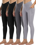 4 Pack Leggings with Pockets for Women,High Waist Tummy Control Workout Yoga Pants