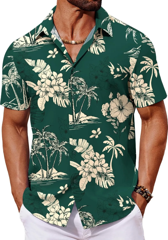 Mens Hawaiian Shirt Short Sleeve Button Down Shirts Tropical Floral Summer Beach Shirts