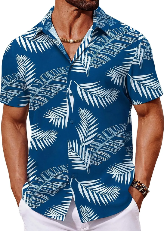 Mens Hawaiian Shirt Short Sleeve Button Down Shirts Tropical Floral Summer Beach Shirts