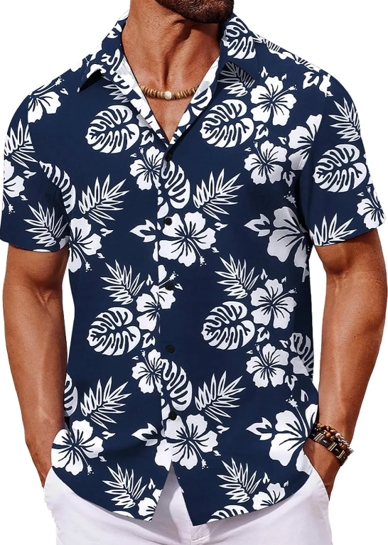 Mens Hawaiian Shirt Short Sleeve Button Down Shirts Tropical Floral Summer Beach Shirts