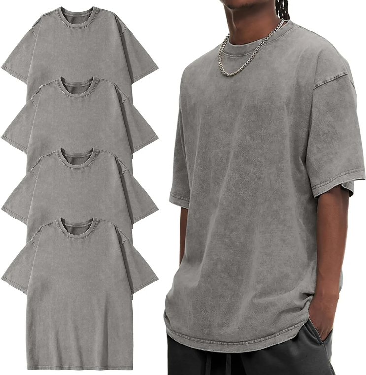 Men's Oversized T-Shirts Heavyweight Cotton Vintage Washed Loose Fit Unisex Baggy Tee Shirts