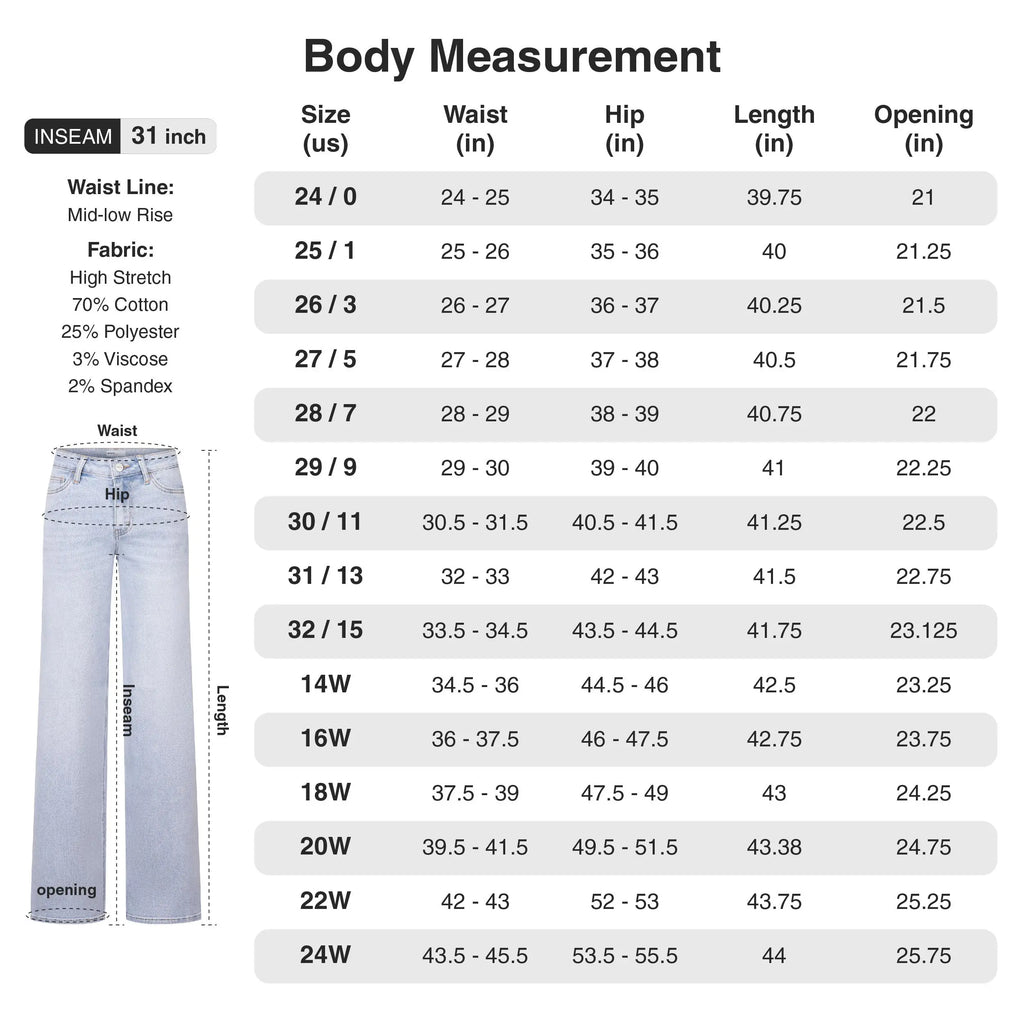 Magic ONESO Mid-low Rise Baggy Jeans Stretchy Wide Leg for Women Distressed Pants Womenswear Bottom 8001 Lady Basic Minimalist Comfortable Denim Tummy Control Curve Hugging Plus Size Regular Size BBL Spring Fashion Daily Outfits