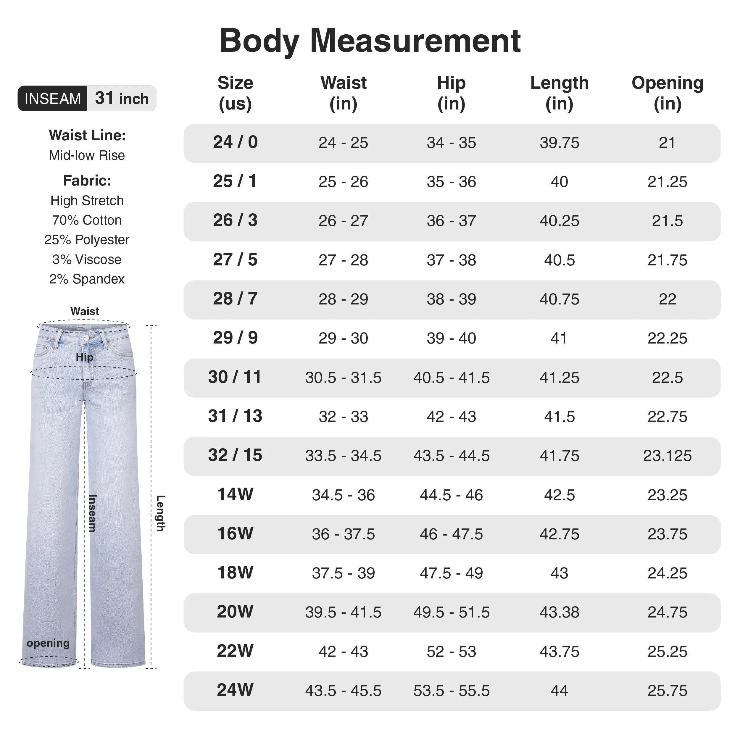 Magic ONESO Mid-low Rise Baggy Jeans Stretchy Wide Leg for Women Distressed Pants Womenswear Bottom 8001 Lady Basic Minimalist Comfortable Denim Tummy Control Curve Hugging Plus Size Regular Size BBL Spring Fashion Daily Outfits