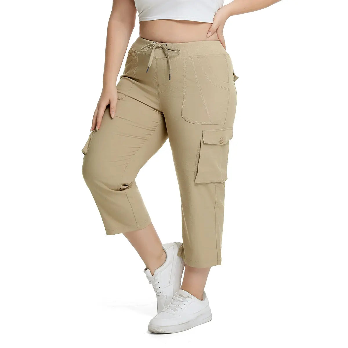 YSENTO Women's Cargo Capris UP TO XXXXL Outdoor Lightweight Casual  Pants Trip Loose Shorts Summer Style Moms over 30 Comfy wear ootd Bottoms Basic Khaki  Black #outdoorfun